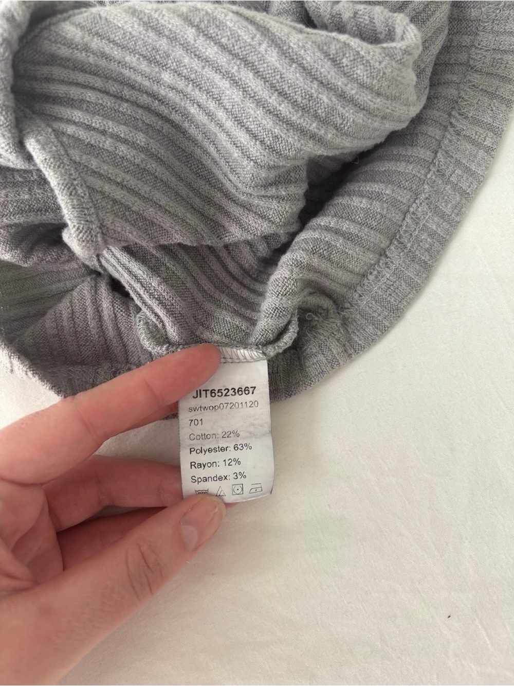 Gray Ribbed Cropped Tank Top XS - Picture 3 of 3